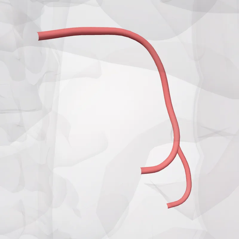 Ramus descendens arteriae colicae sinistrae (Descending branch of left colic artery) hervorgehoben in einem 3D-Modell des menschlichen Körpers