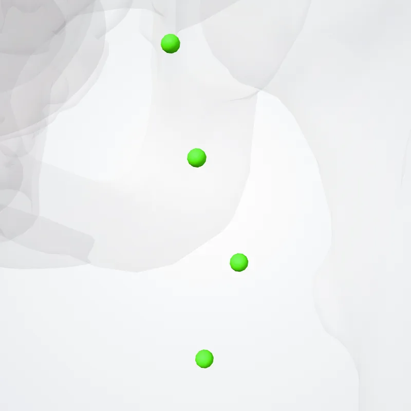Inferior superficial inguinal nodes (Nodi inguinales superficiales inferiores) highlighted in a 3D model of the human body