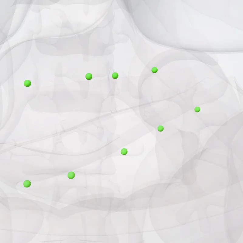 Nodi pancreatic (Pancreatic nodes) hervorgehoben in einem 3D-Modell des menschlichen Körpers