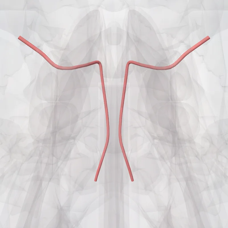 Posterior ethmoidal artery (Arteria ethmoidea posterior) highlighted in a 3D model of the human body
