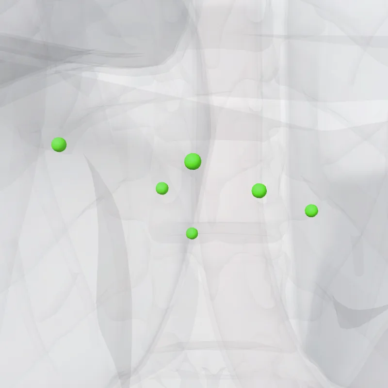 Superior diaphragmatic nodes (Nodi phrenici superiores) highlighted in a 3D model of the human body